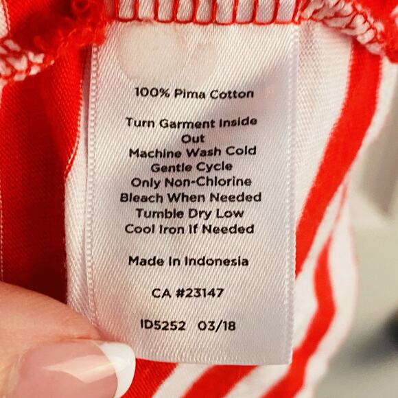 Talbots 100% Pima Cotton Tee 3/4 Sleeve Top Women's XL Minimalist capsule Stripe - Picture 3 of 5